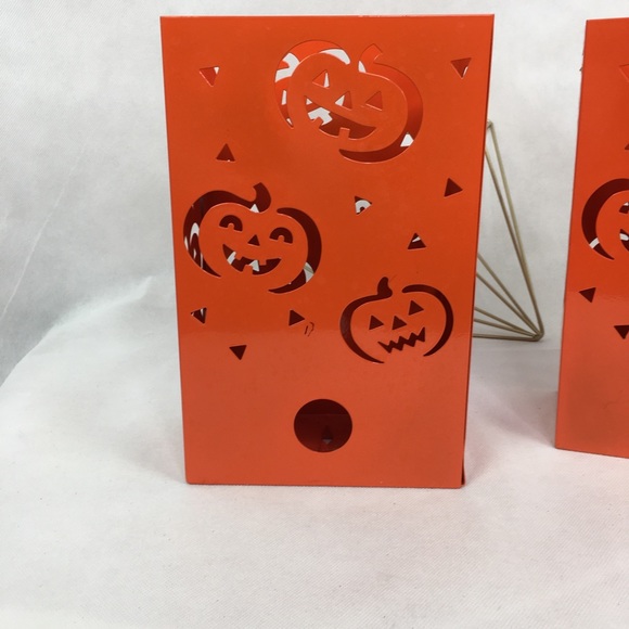 2PC Metal Jack O'Lantern Luminary Set - Picture 2 of 4